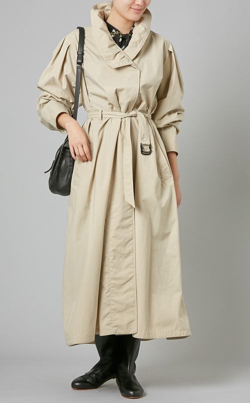 フリルカラーロングトレンチコート