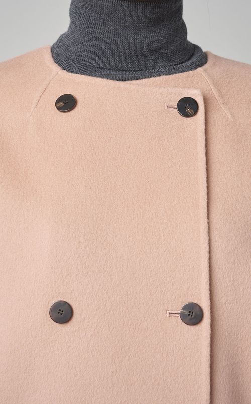 ノーカラーショートウールコート