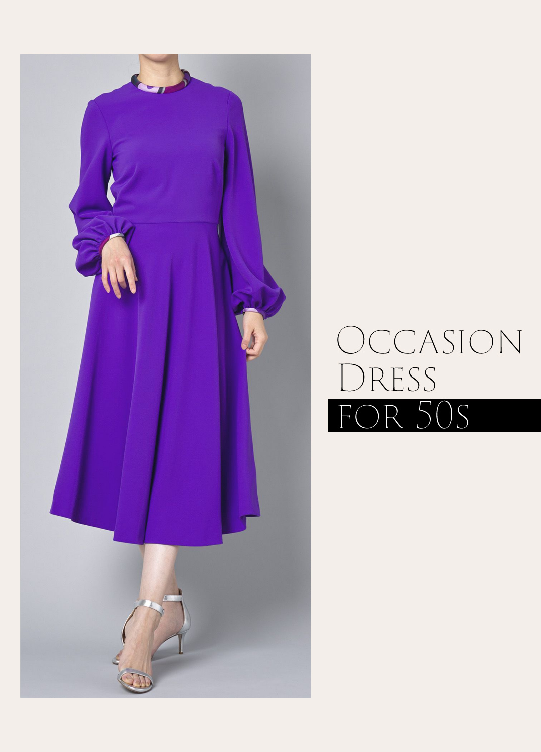 鮮やかなパープルのドレス｜50代女性におすすめの結婚式のレンタルお呼ばれドレス