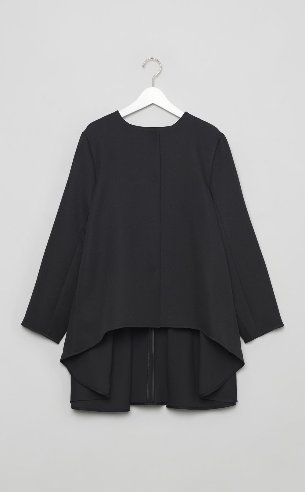 ノーカラーテントラインショートコート