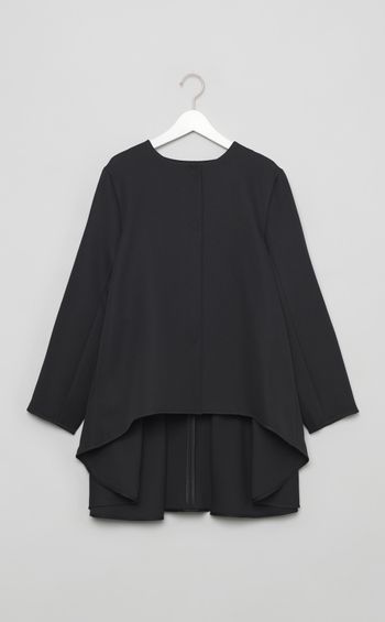 ノーカラーテントラインショートコート