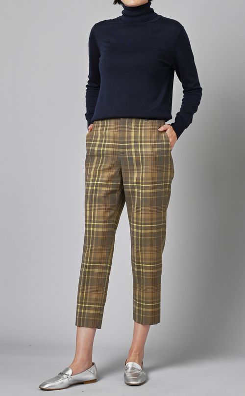 ウールチェックテーパードパンツ