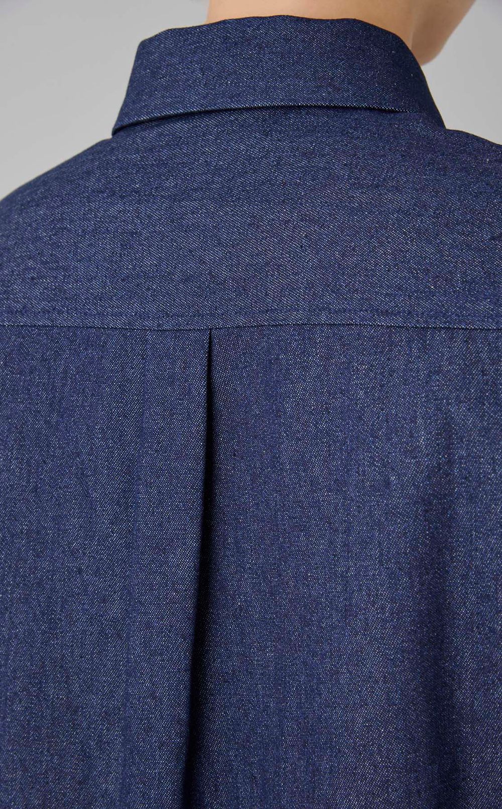 デニムラッフルスリーブシャツ