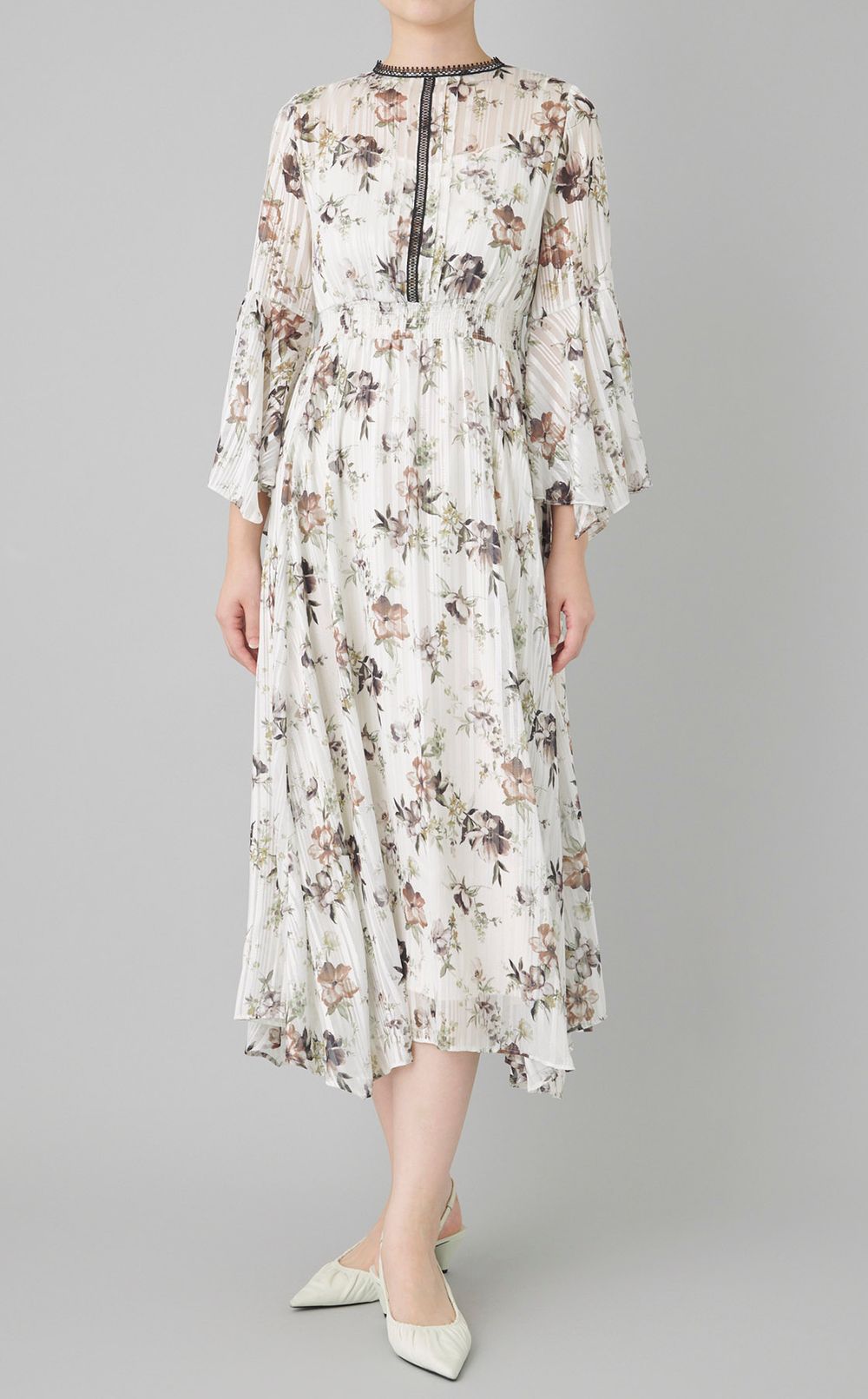 フラワープリントフレアワンピース