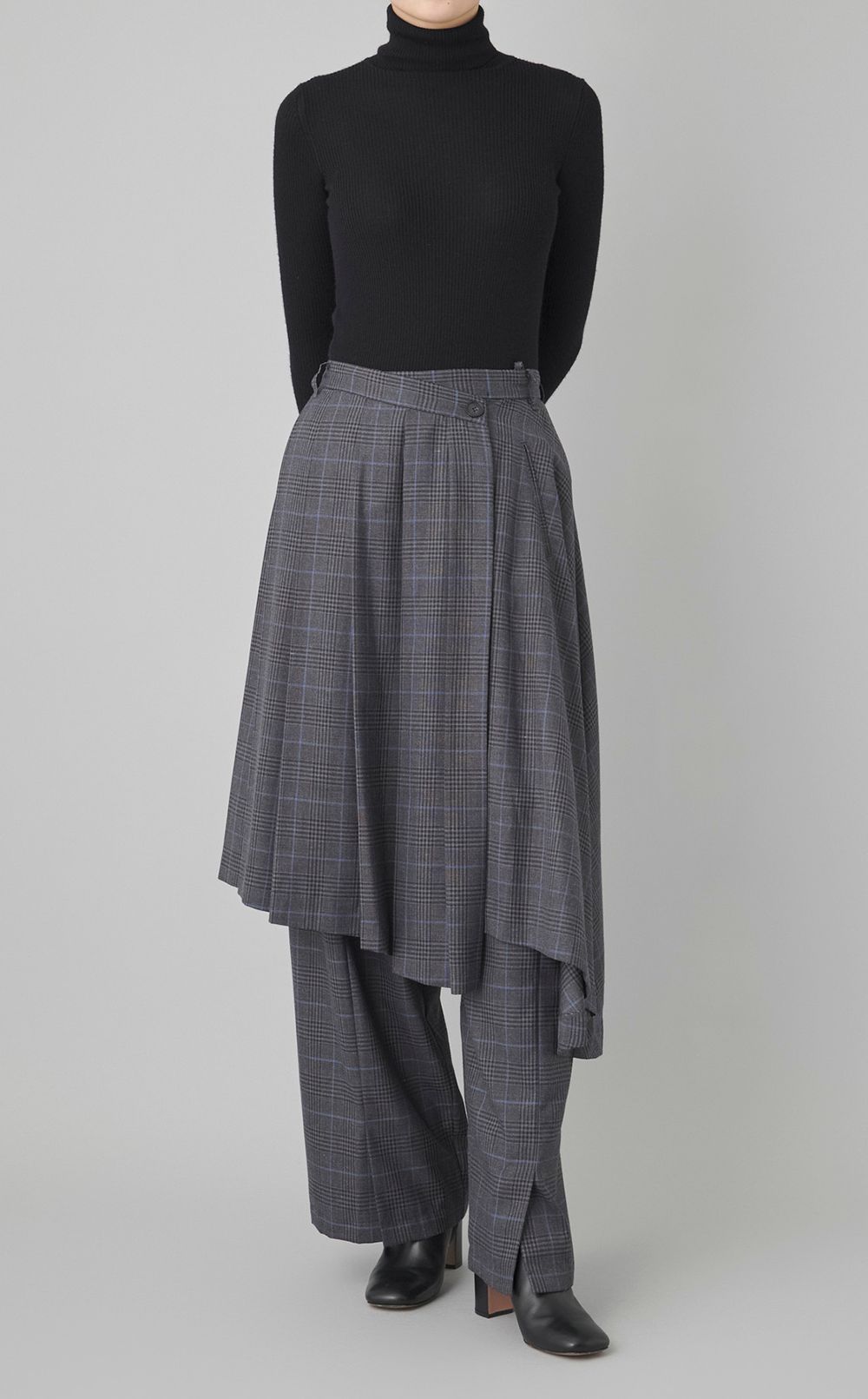 プリーツスカートレイヤードパンツ