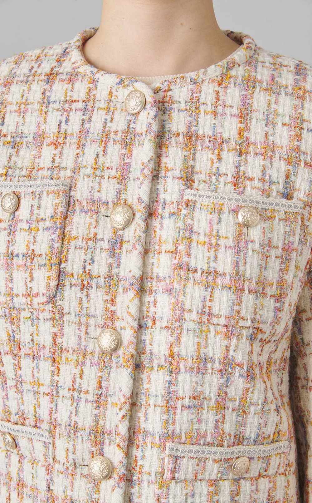 パイピングデザインツイードジャケット