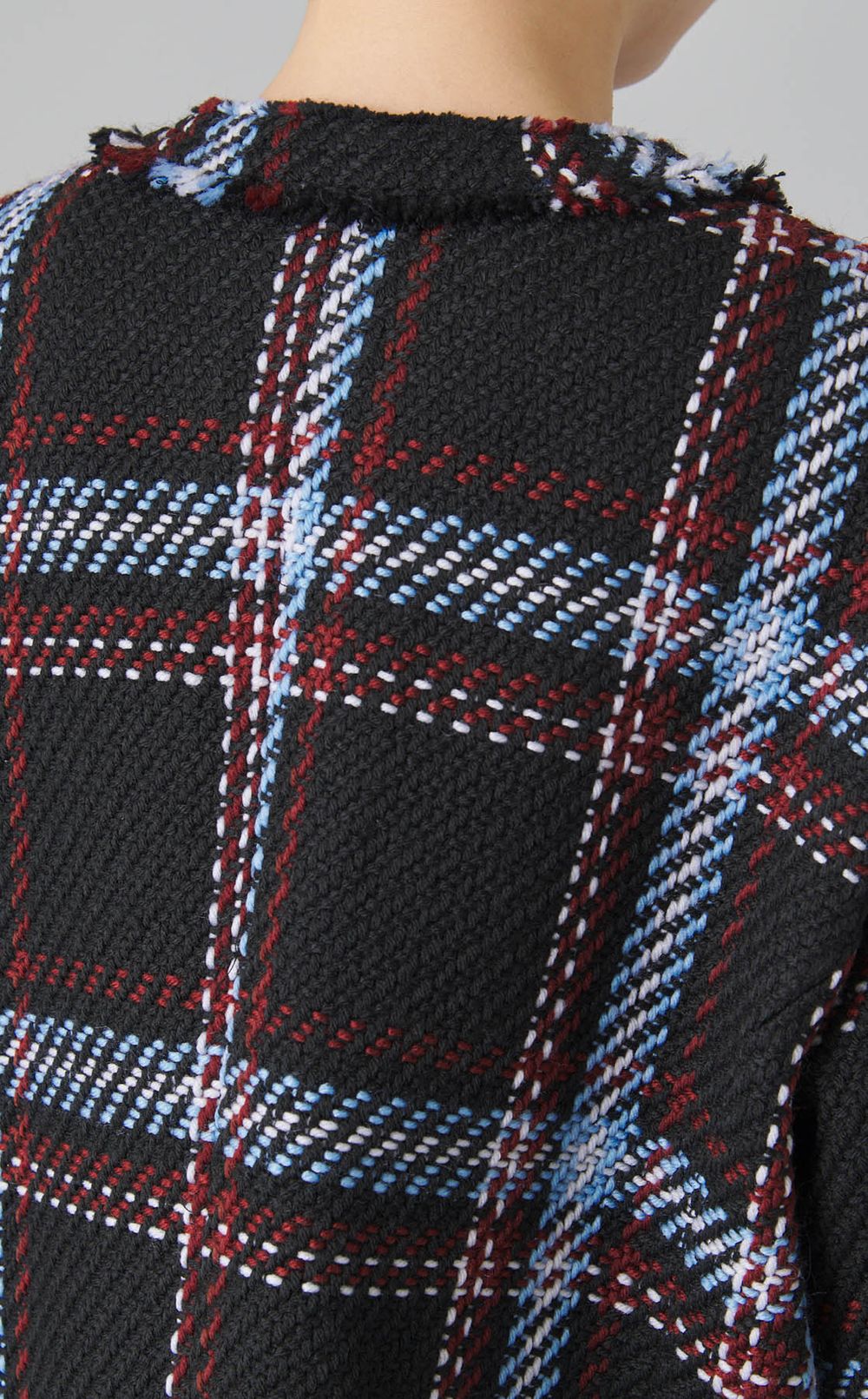 フリンジツイードノーカラーコート