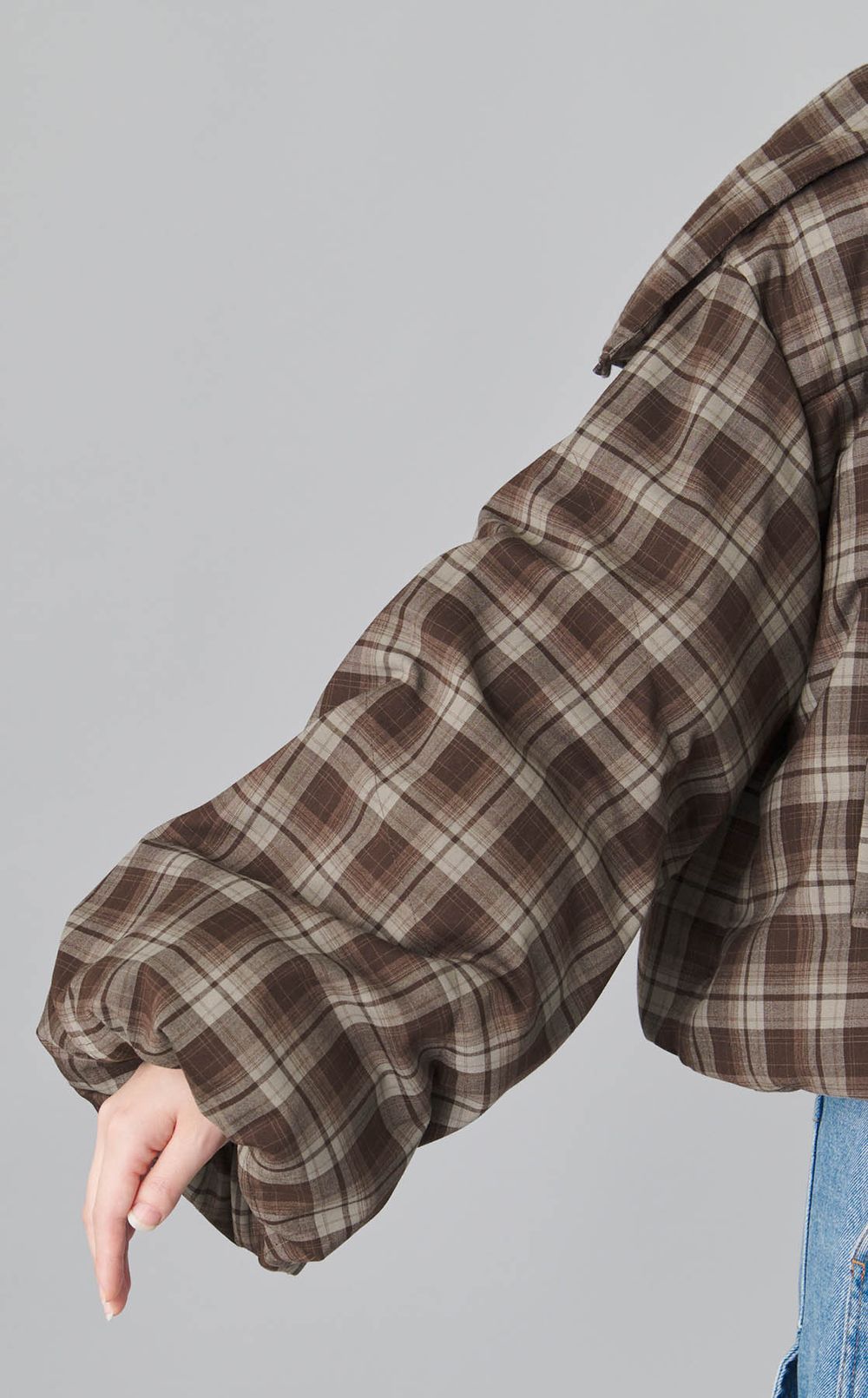 チェックプリントパフブルゾン