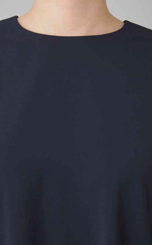 裾レースノーカラーワンピース