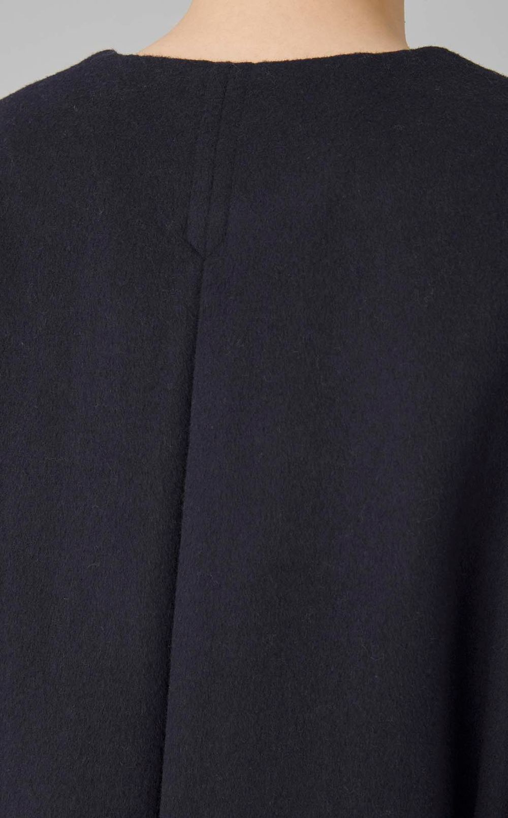 カシミヤ混ノーカラーコート