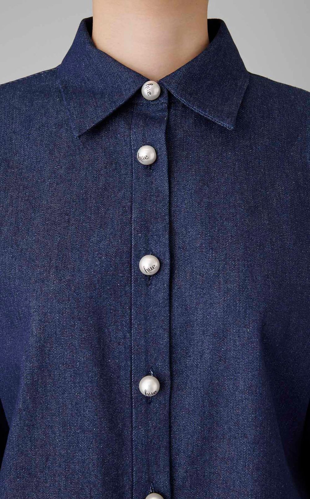 デニムラッフルスリーブシャツ