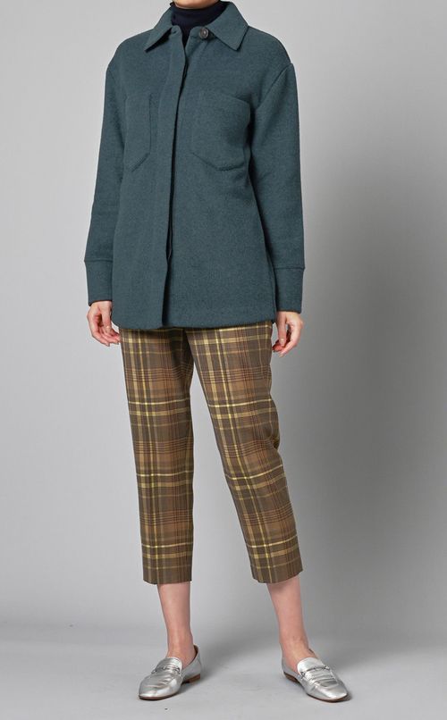 ウールチェックテーパードパンツ