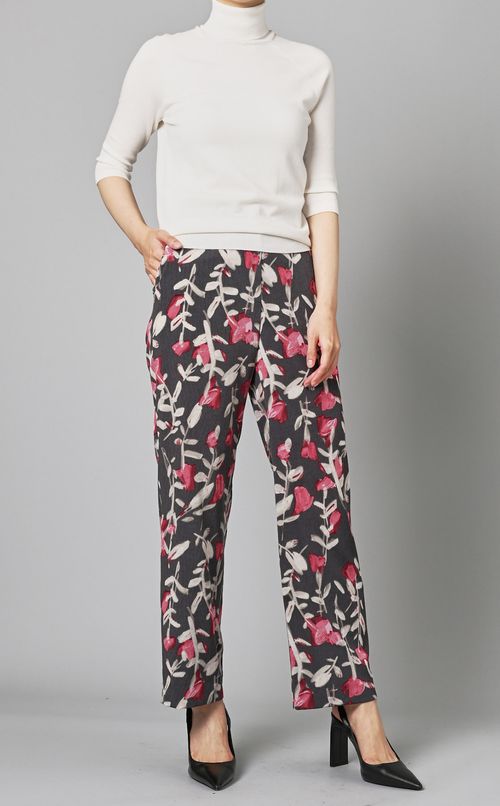 フラワーバックギャザーパンツ