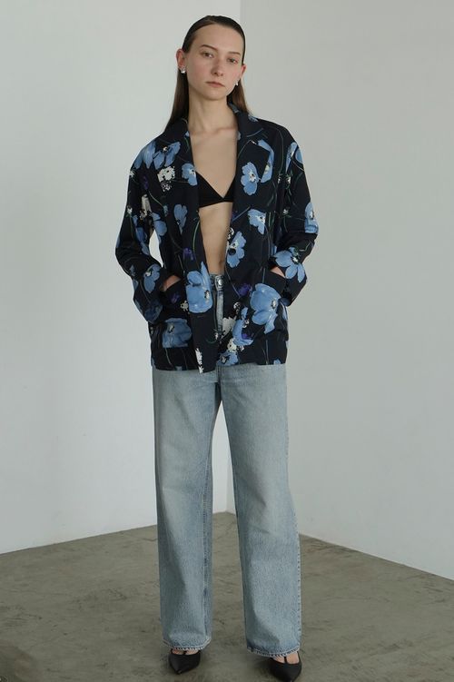 フラワープリントシャツジャケット