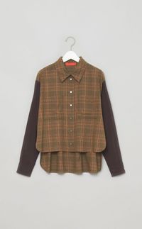 チェック切替ロングスリーブシャツ