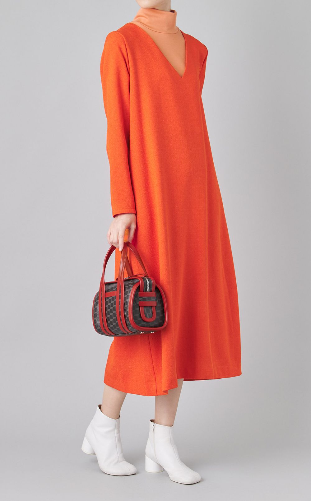 異素材コンビハイネックワンピース