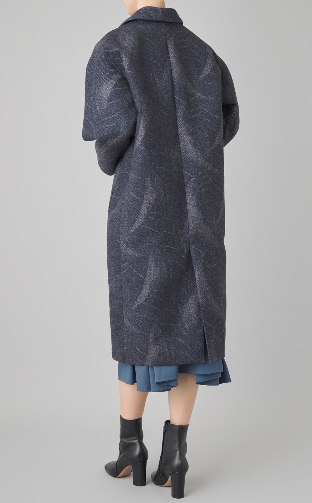 プリントウールロングコート