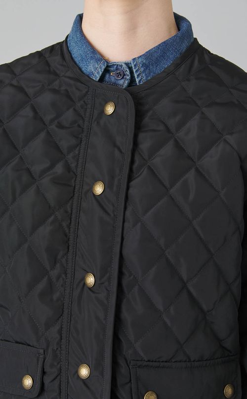 中綿キルティングノーカラーブルゾン