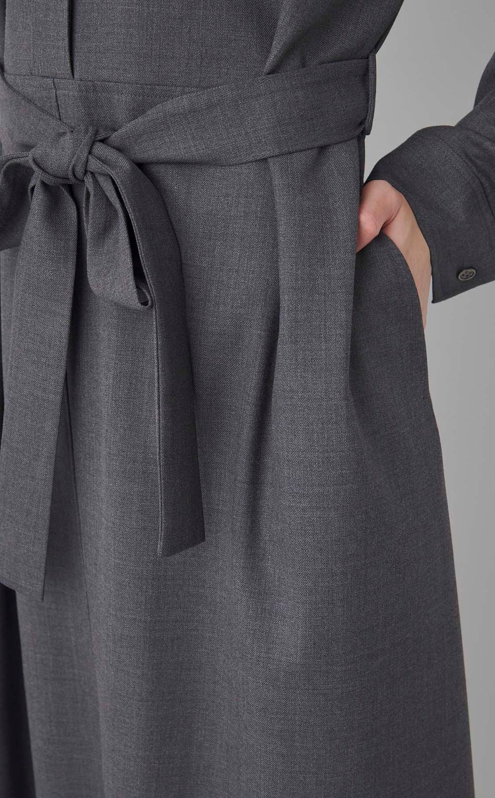 ストレッチサキソニーシャツワンピース