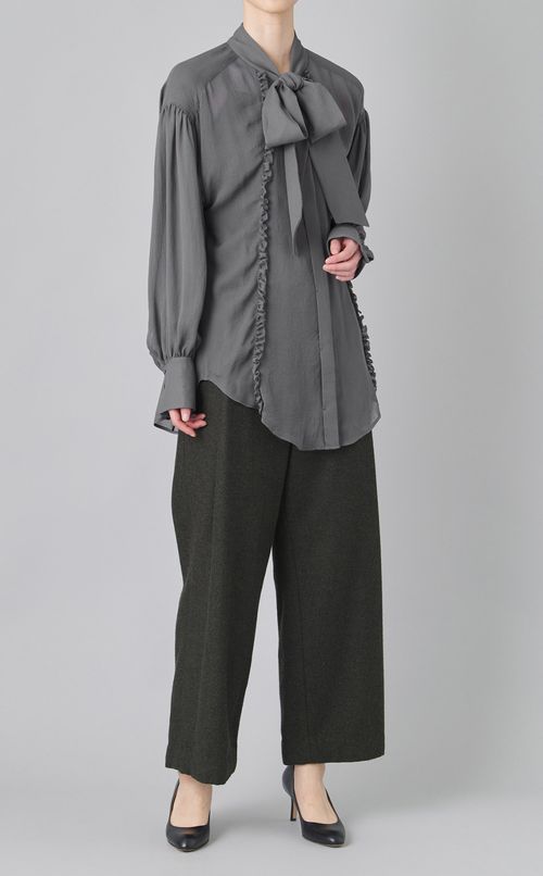 シフォンフリルボウタイブラウス