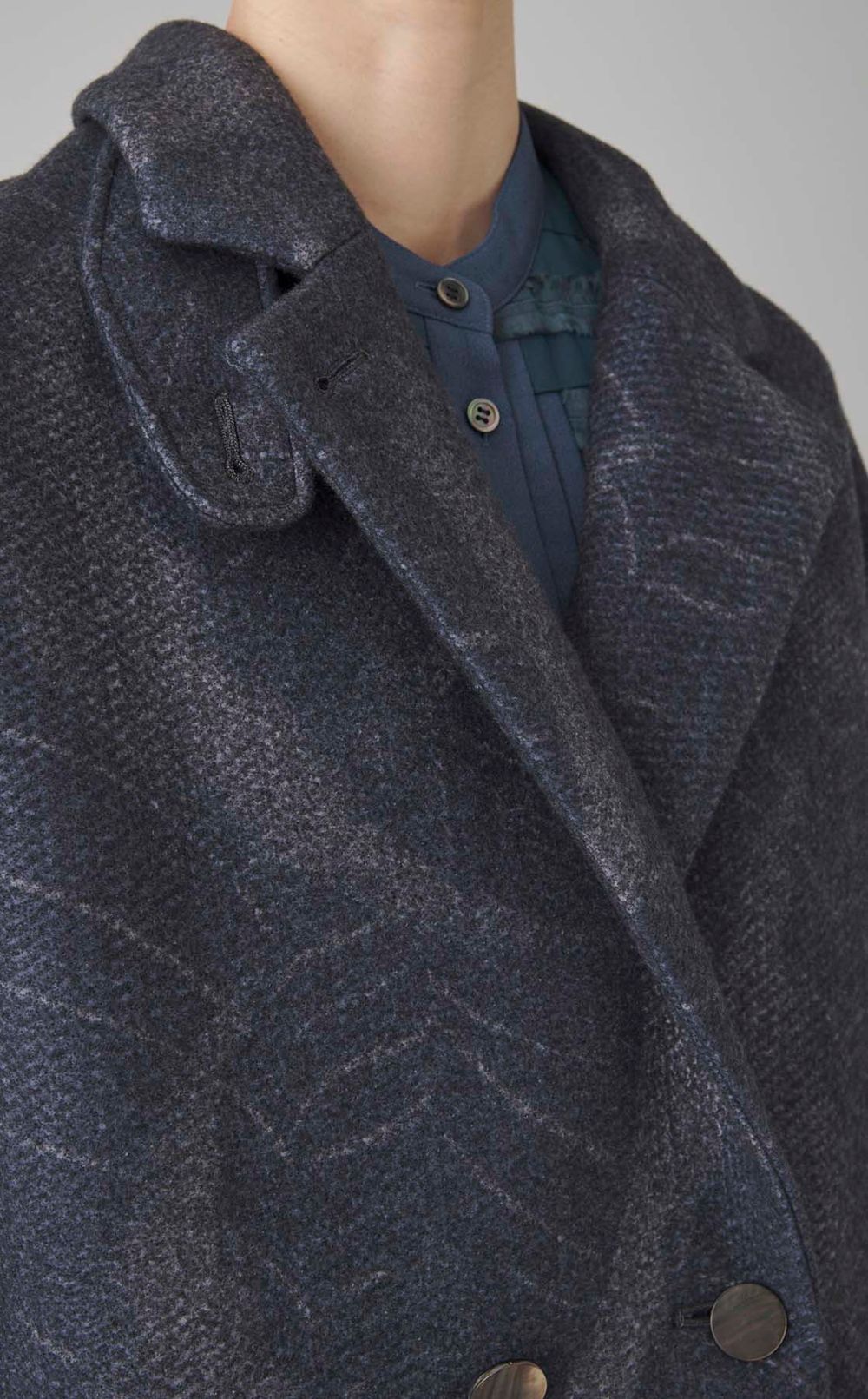 プリントウールロングコート