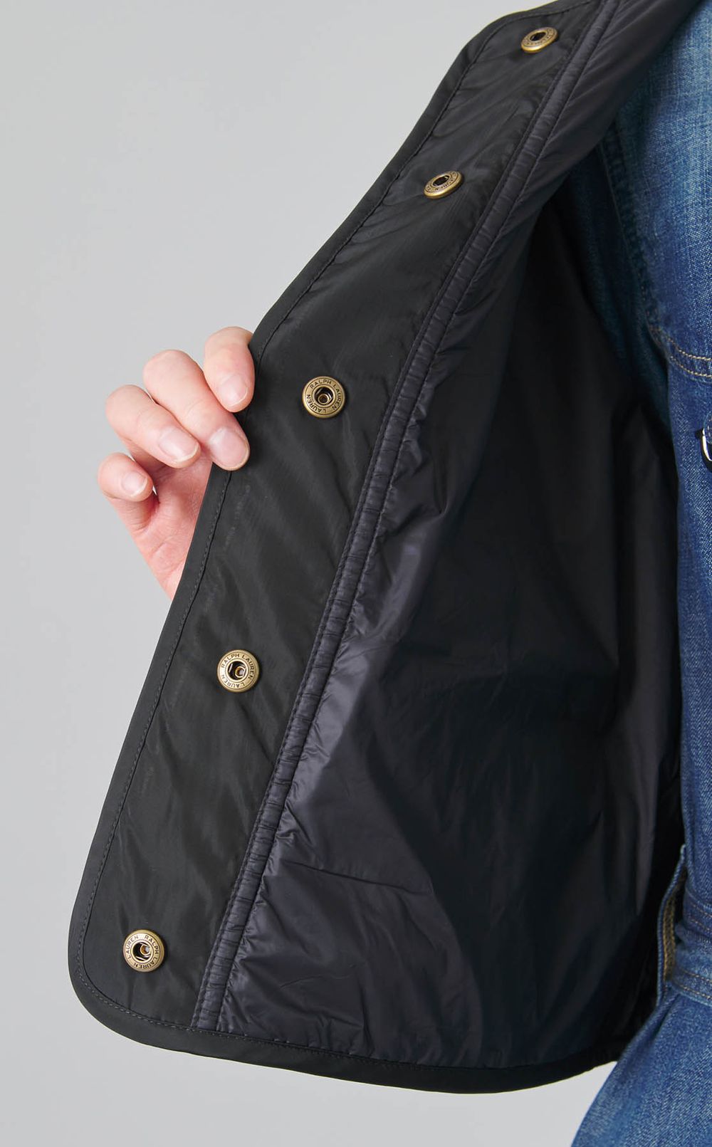 中綿キルティングノーカラーブルゾン