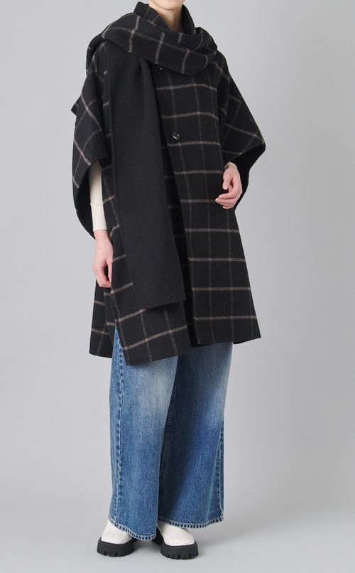 フードマフラー付きポンチョコート