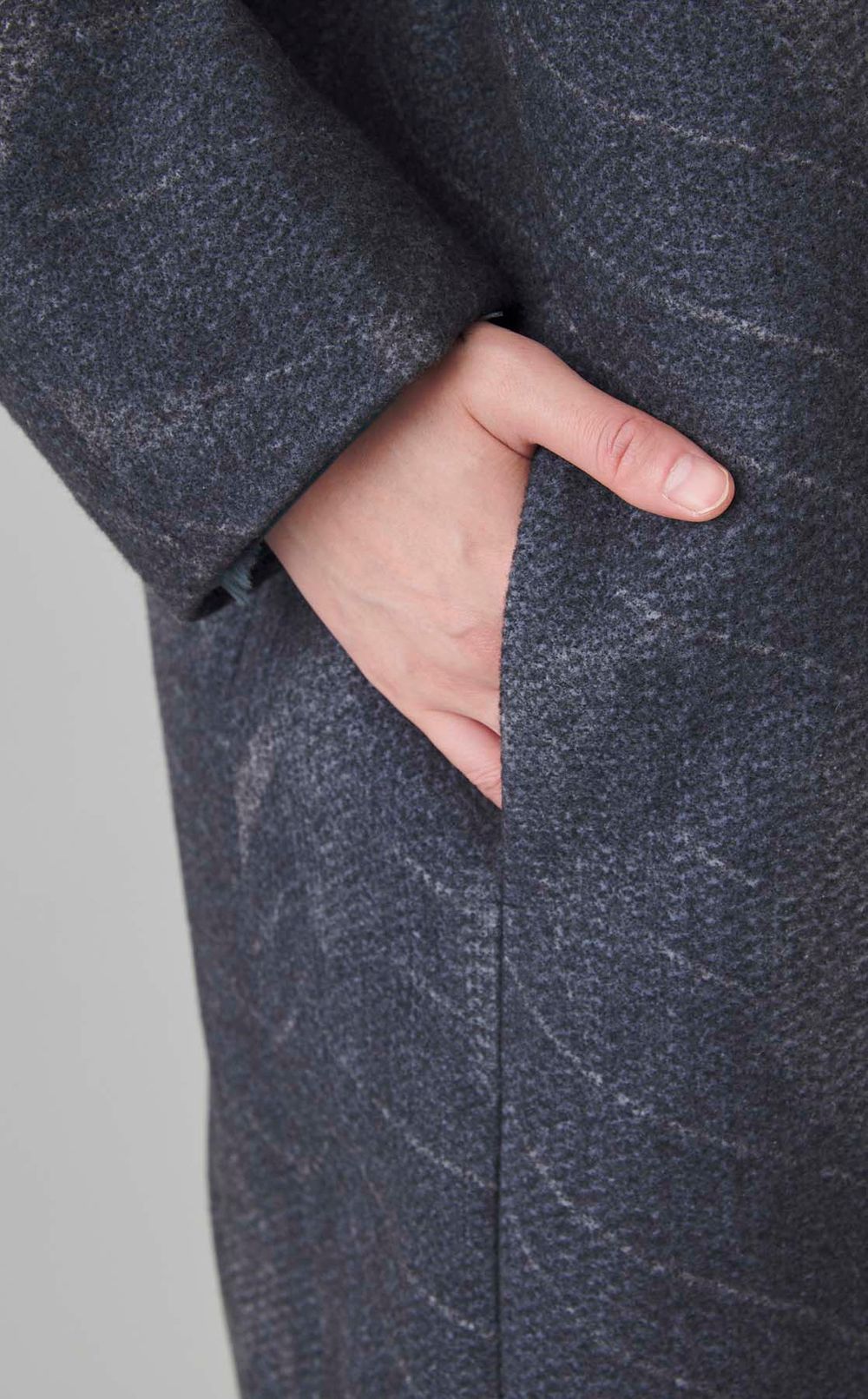 プリントウールロングコート