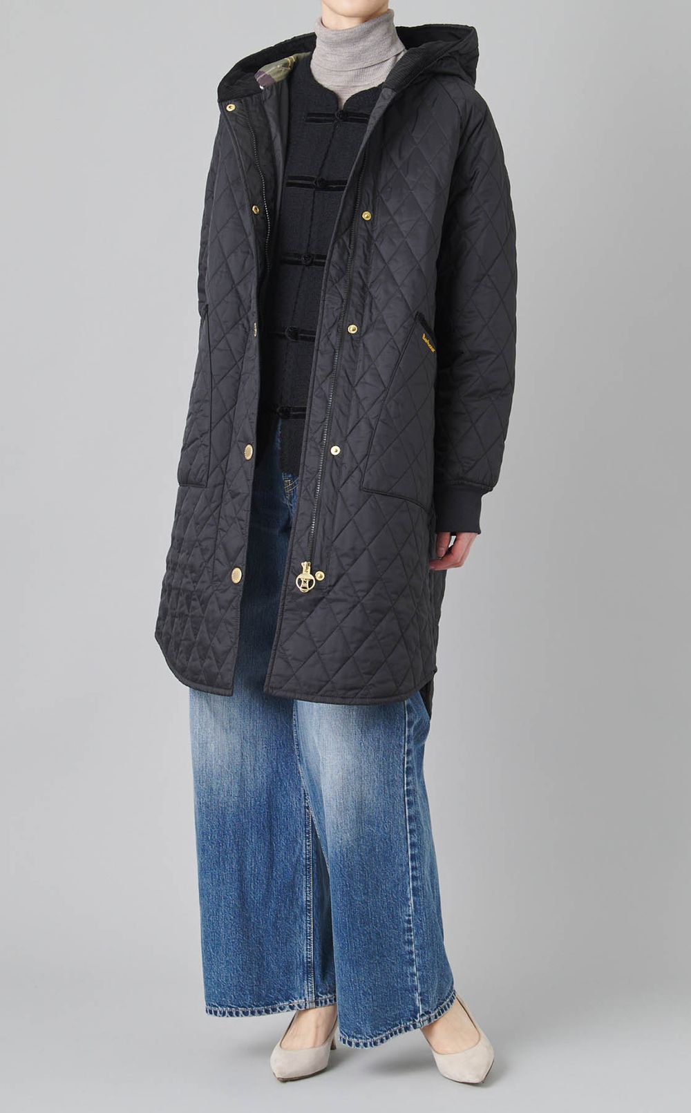 キルティングフーディコート