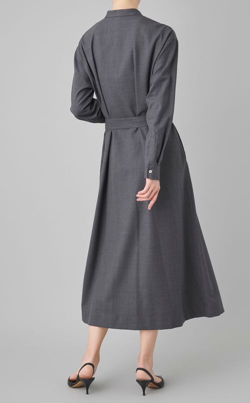 ストレッチサキソニーシャツワンピース