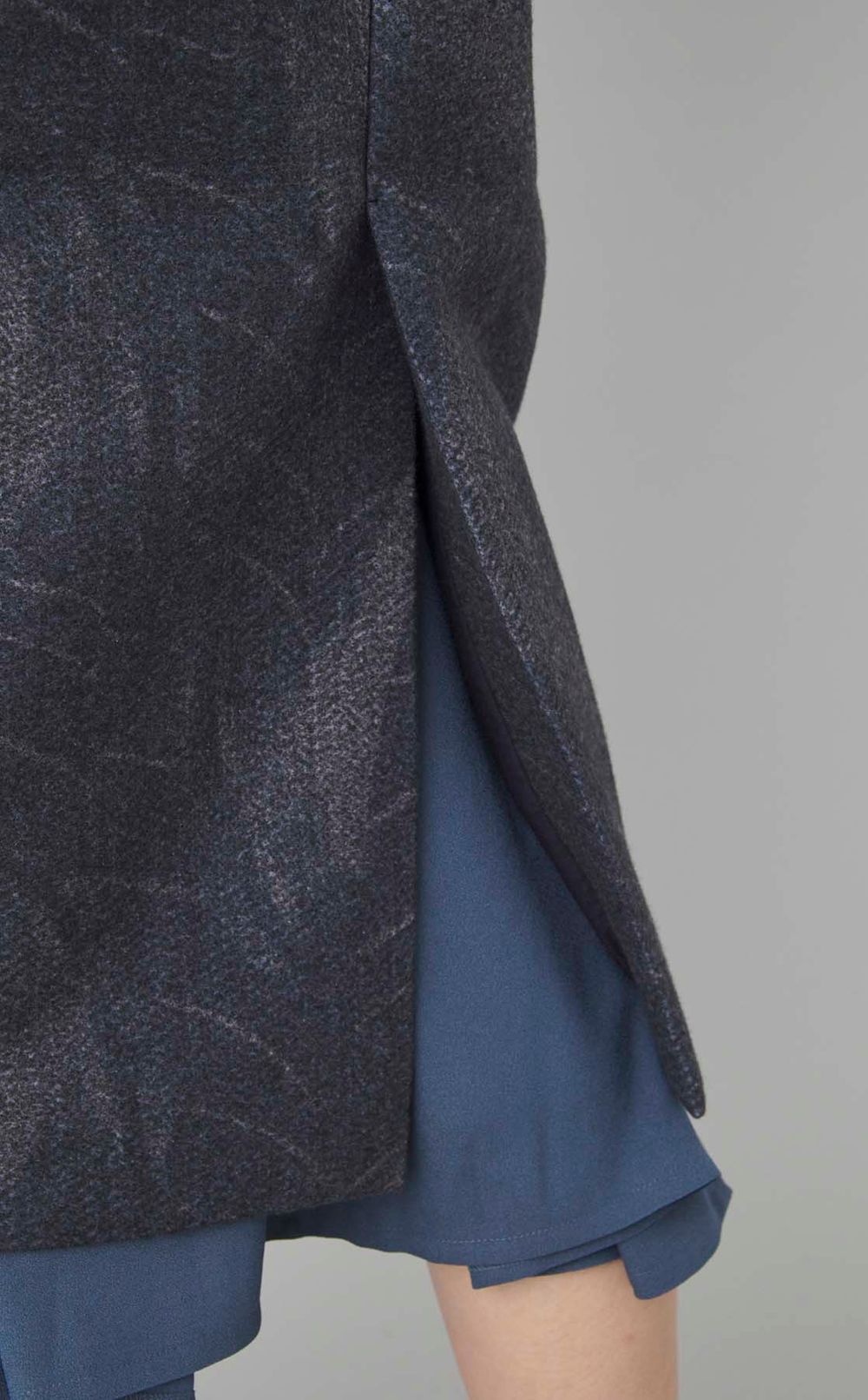 プリントウールロングコート