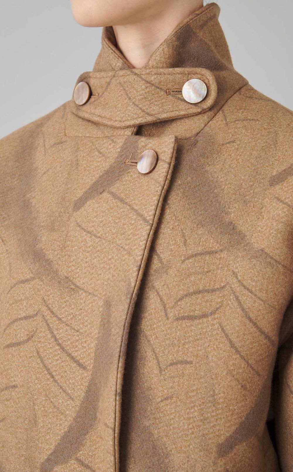 プリントウールロングコート