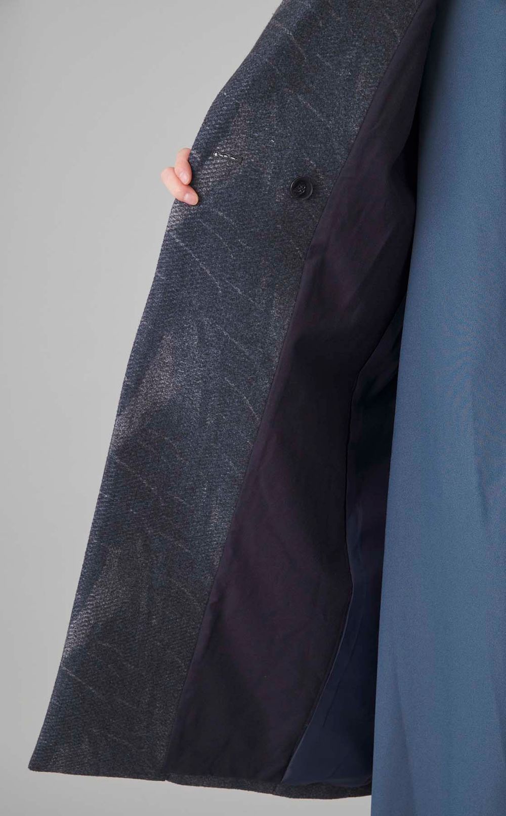 プリントウールロングコート