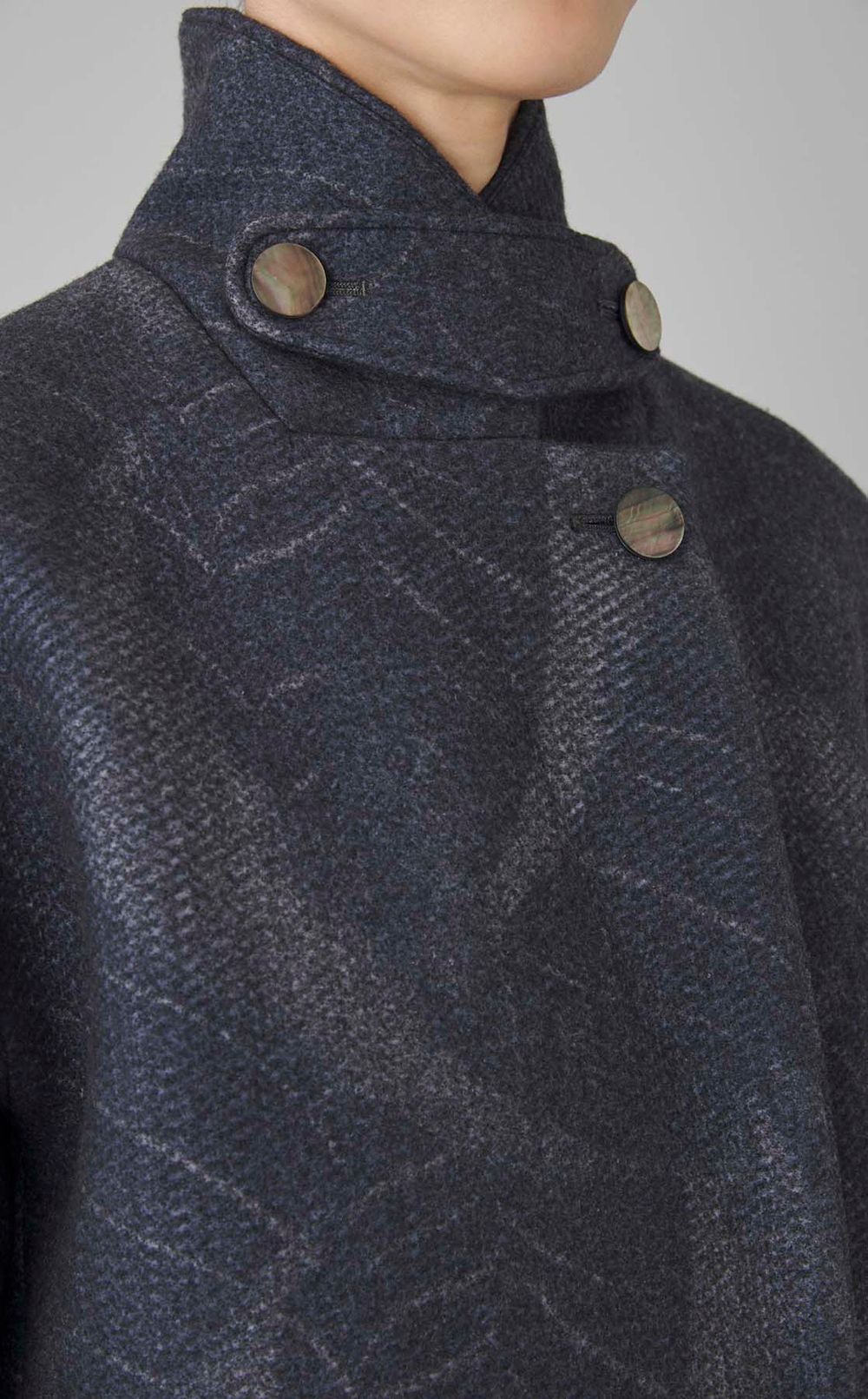 プリントウールロングコート