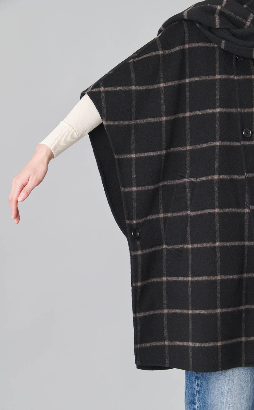 フードマフラー付きポンチョコート