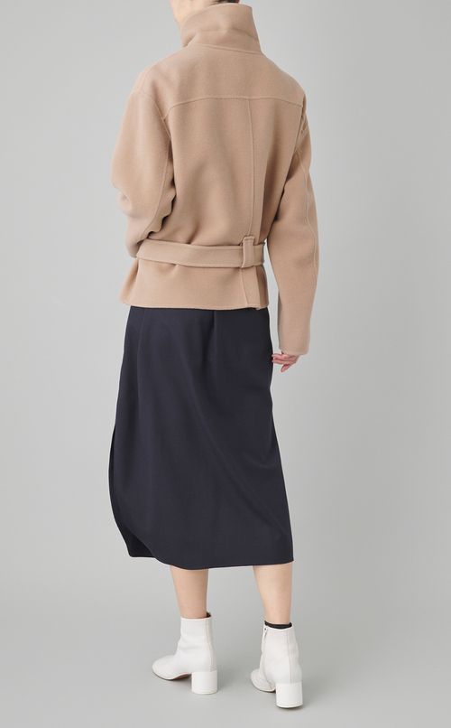 ウエストベルトクロップドコート