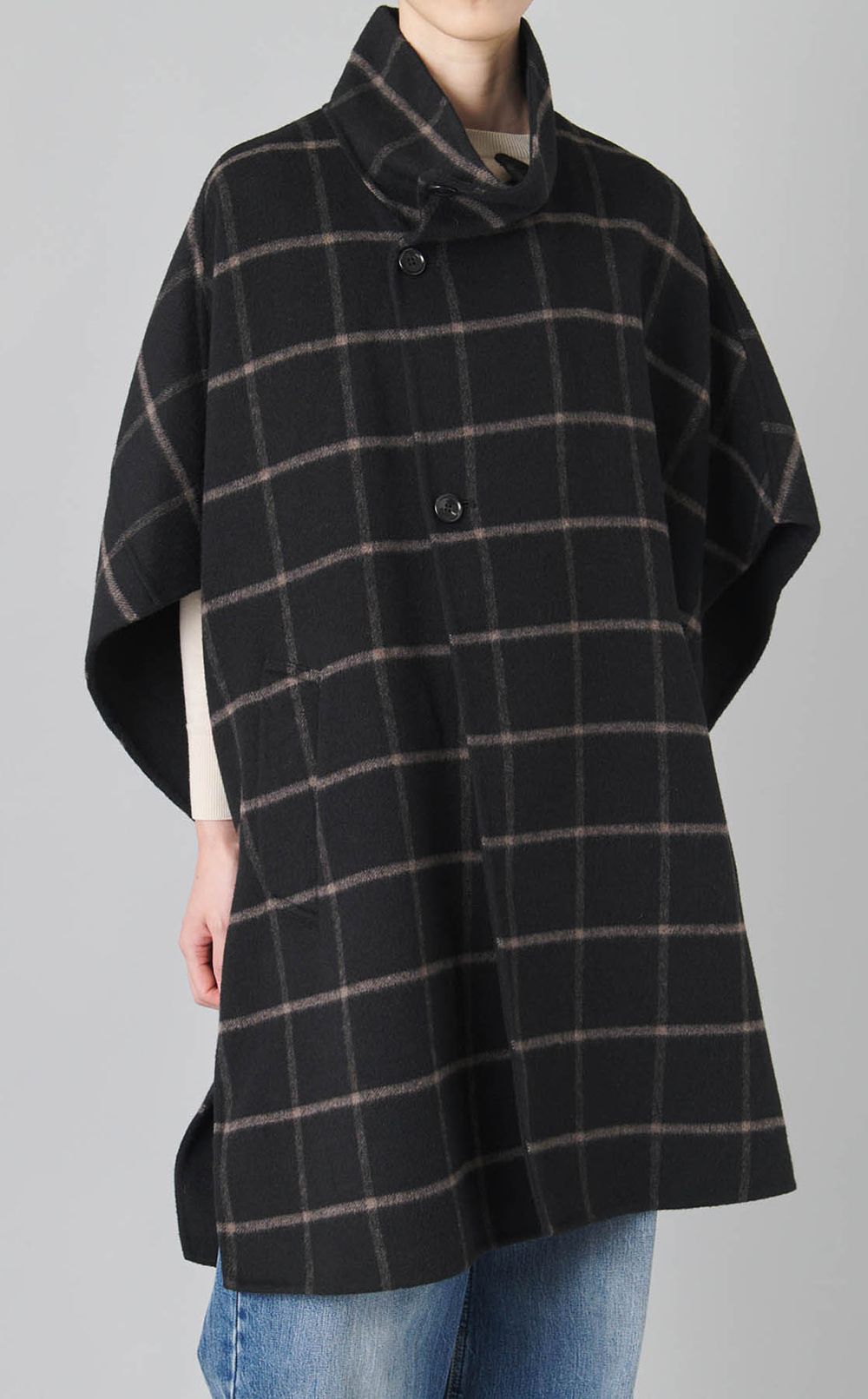 フードマフラー付きポンチョコート