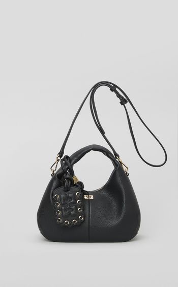 ショルダーベルト付きラウンドバッグ