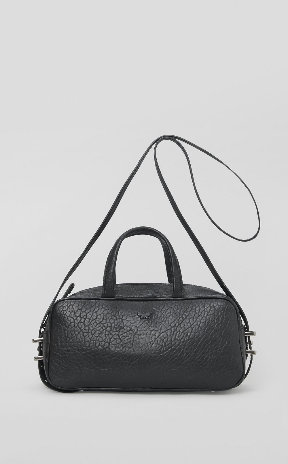 ストラップ付レザーハンドバッグ