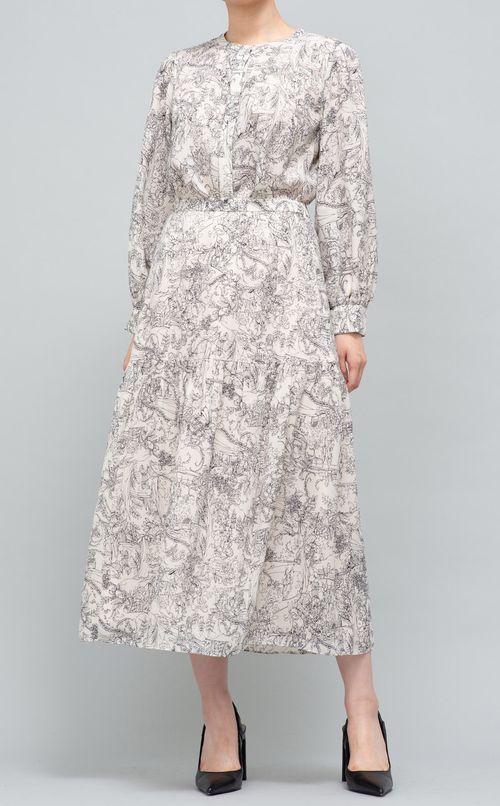 プリントギャザーブラウス