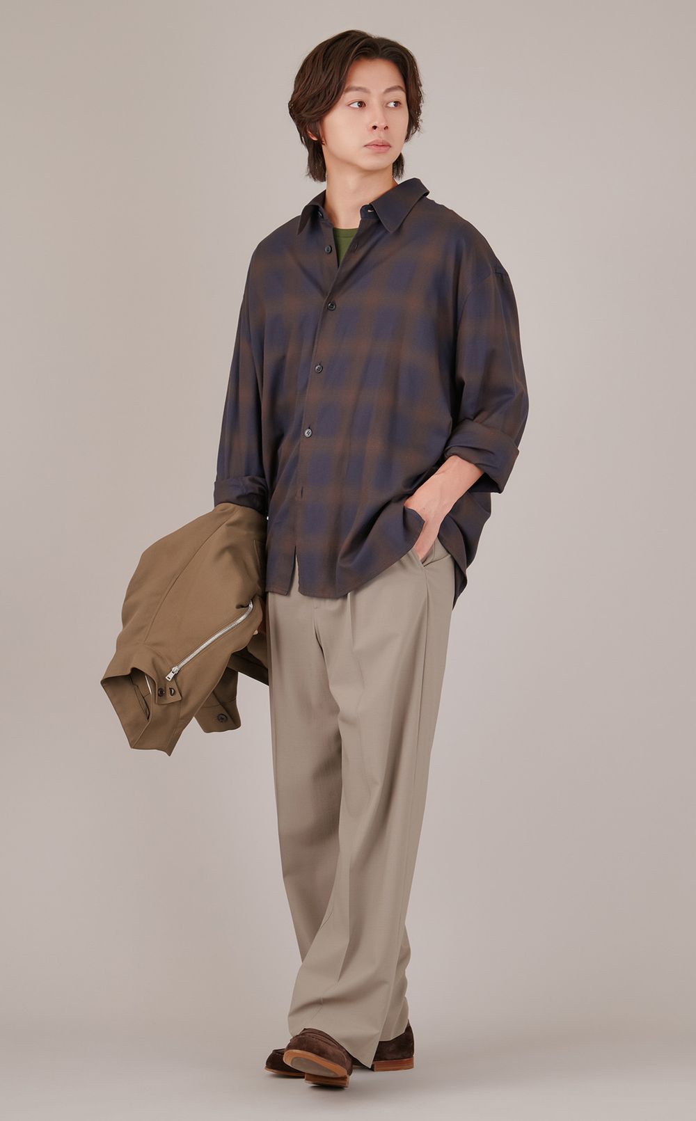 チェックオーバーサイズドシャツ