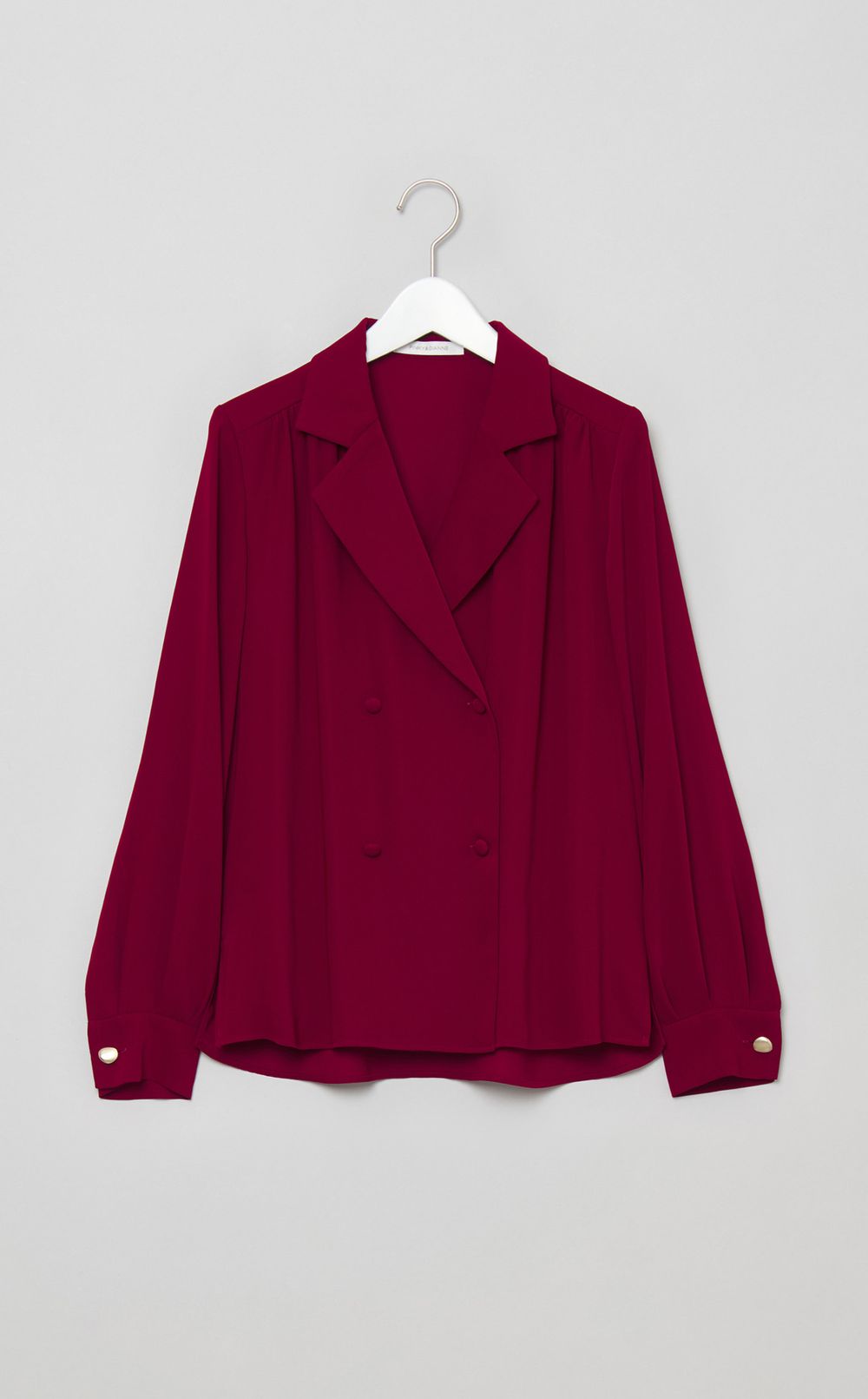 マットサテンダブルブレストブラウス