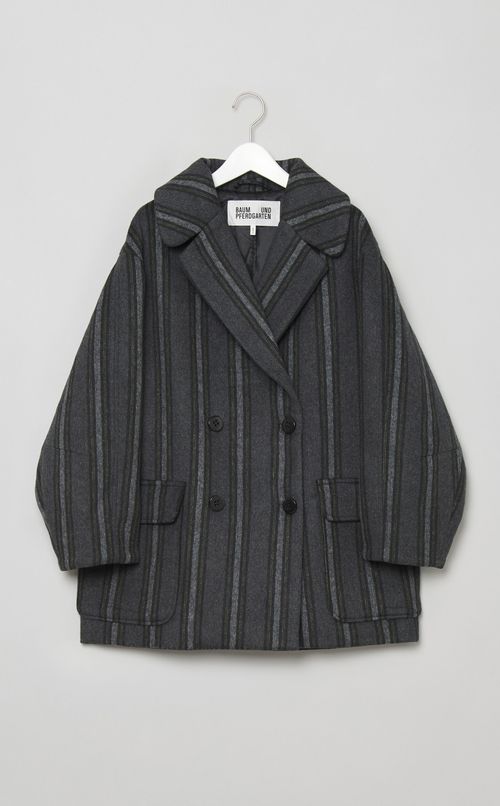 ウールストライプオーバーサイズコート