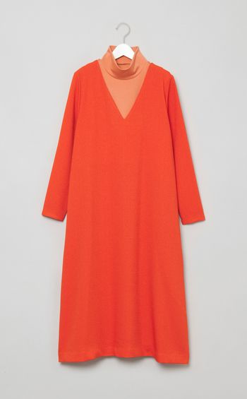 異素材コンビハイネックワンピース