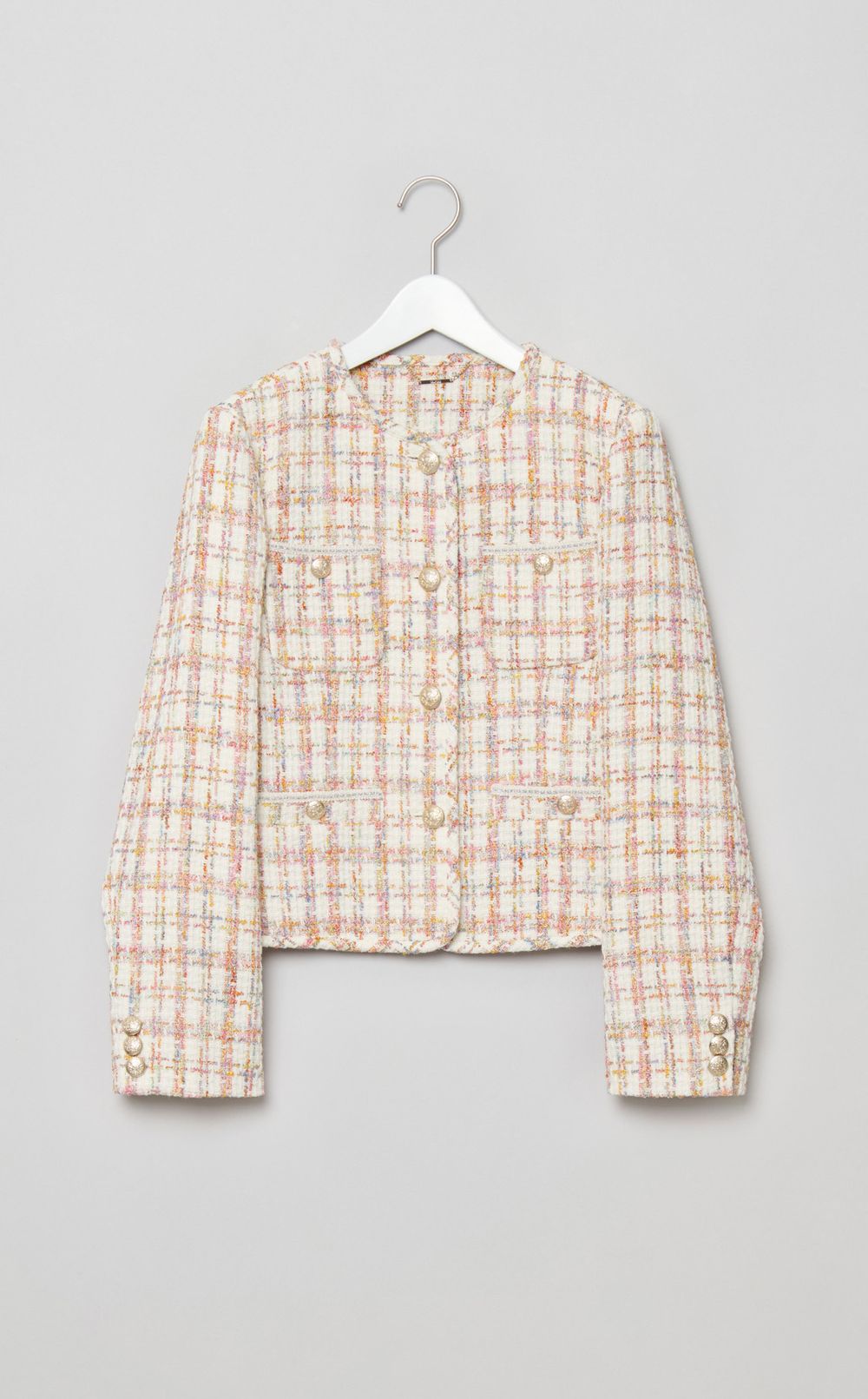 パイピングデザインツイードジャケット