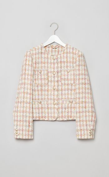 パイピングデザインツイードジャケット