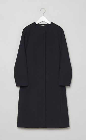 カシミヤ混ノーカラーコート