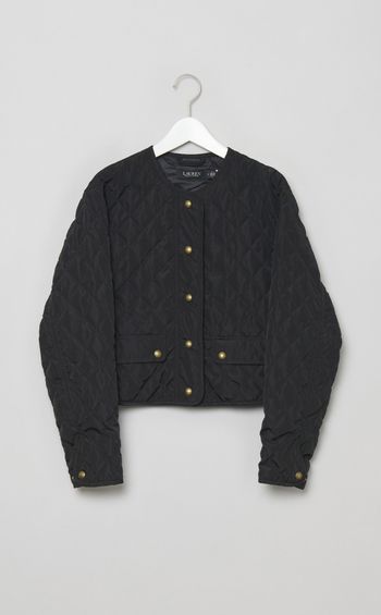 中綿キルティングノーカラーブルゾン