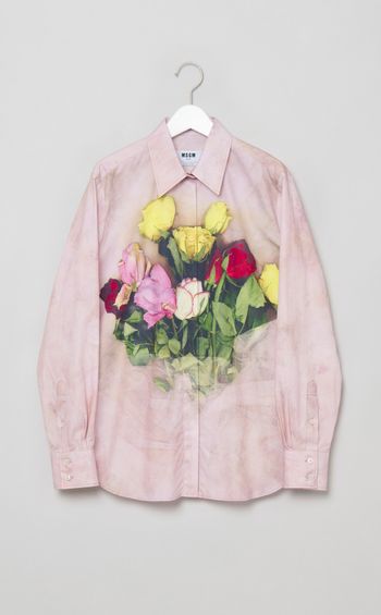 コットンローズブーケプリントシャツ