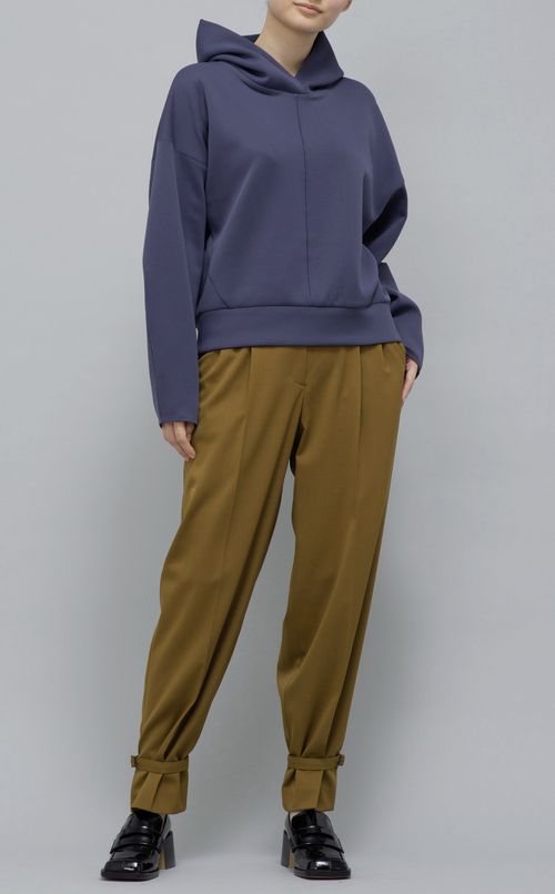 ウール混ストレッチ裾絞りパンツ